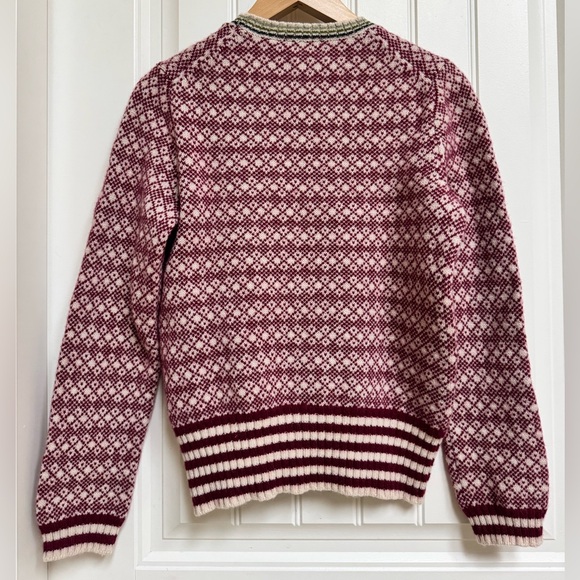 Vintage J Crew Red and Cream Wool Nordic Crew Neck Sweater. Size M - Picture 2 of 4